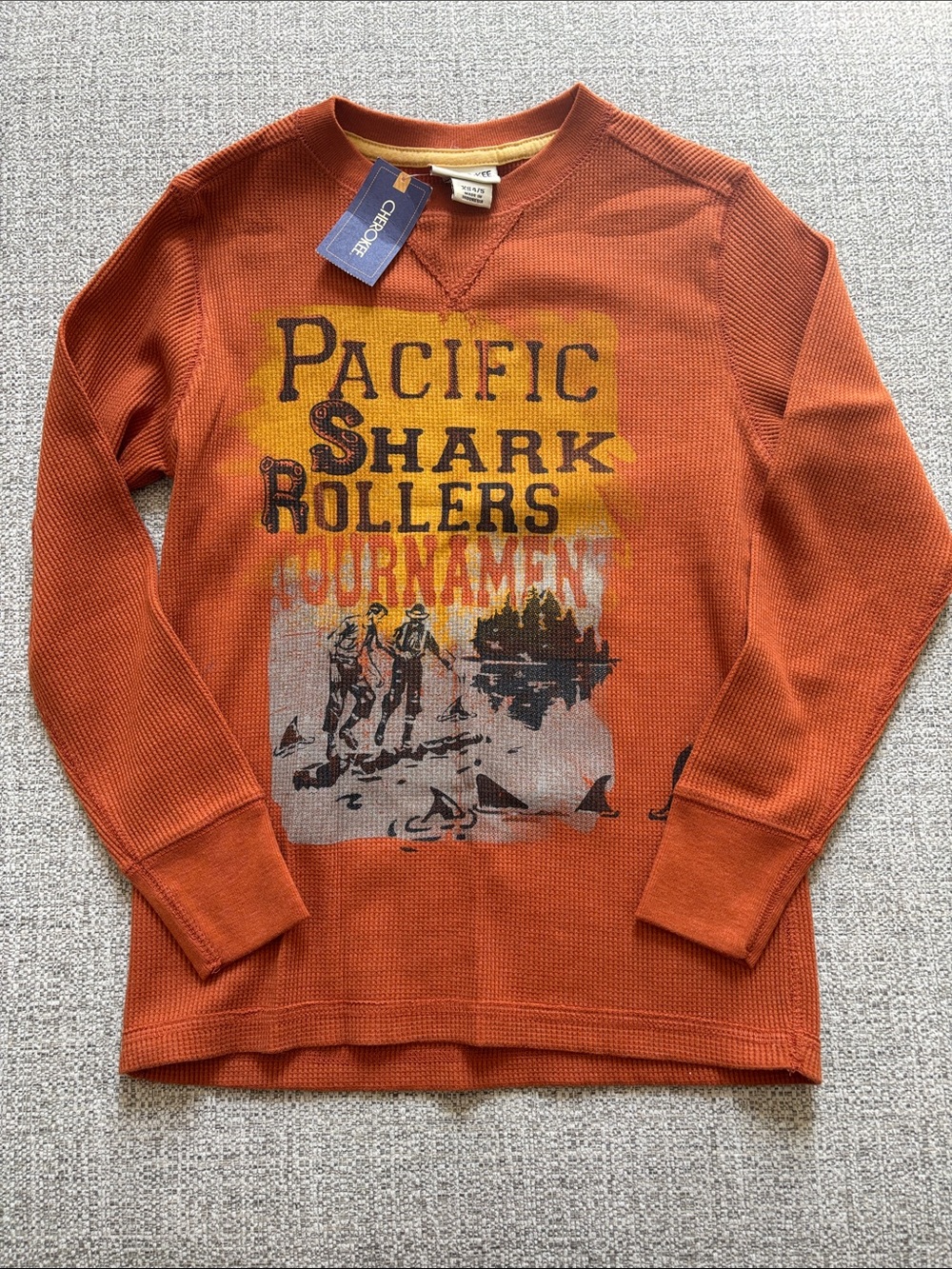 Cherokee Orange Crewneck Graphic Thermal Tee